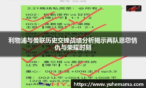 利物浦与曼联历史交锋战绩分析揭示两队恩怨情仇与荣耀时刻